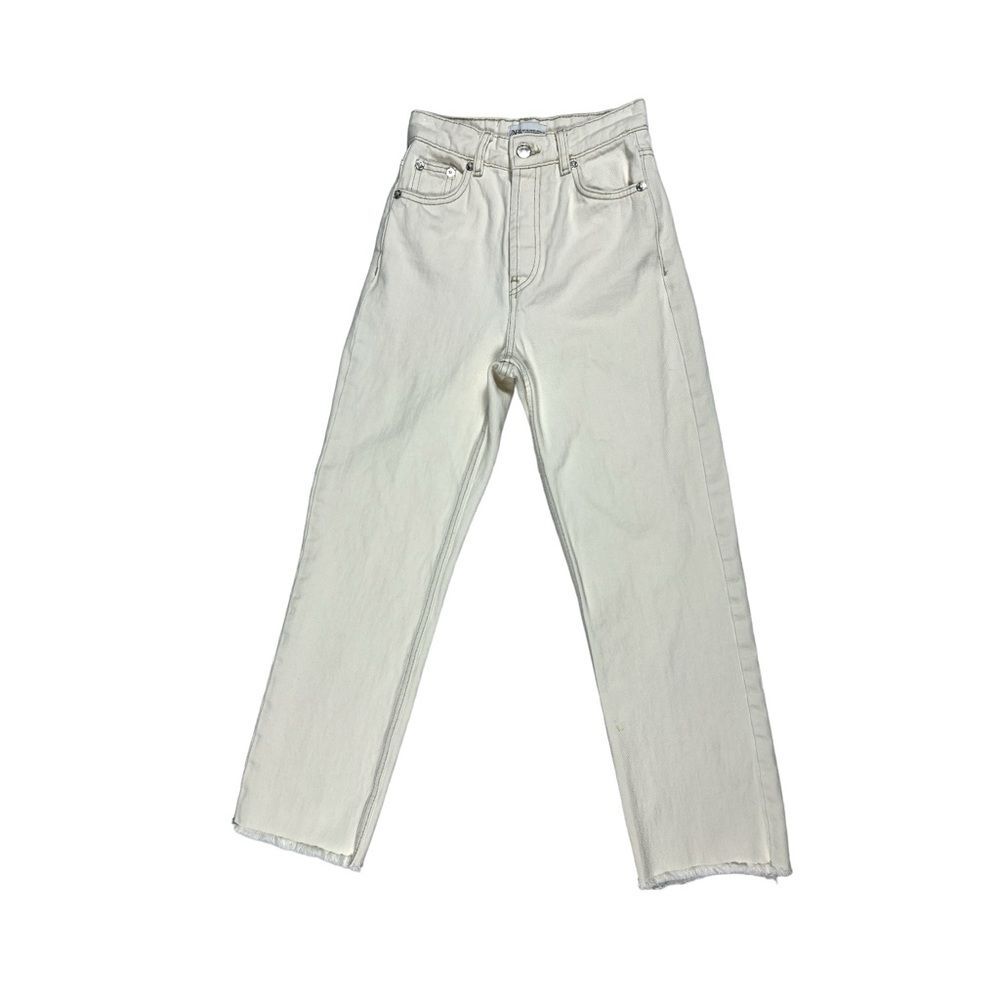 ZARA Off White High Rise Button-fly Jeans 00